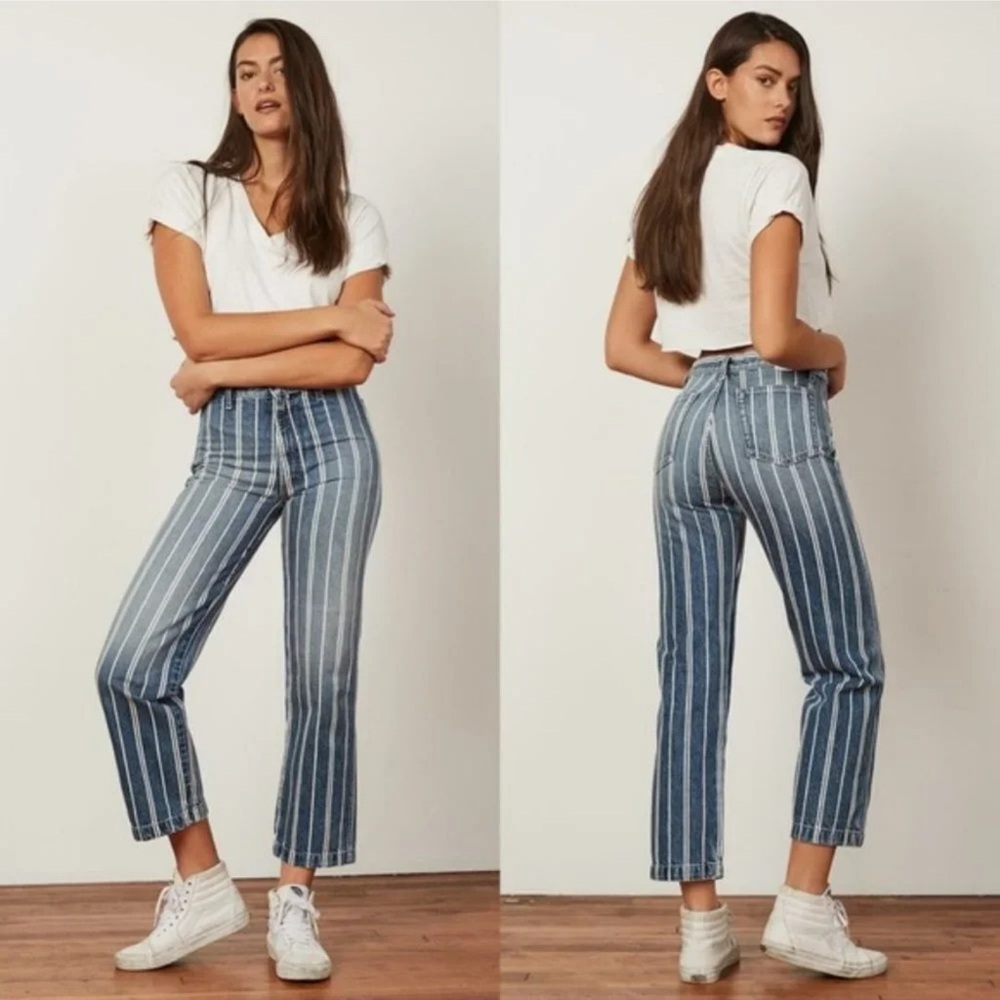 Boyish The Stanley Striped Straight Leg Jeans in They Made Me a Criminal